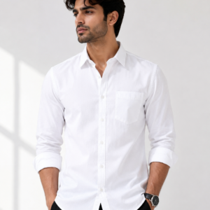 Men’s Solid White Casual Shirt