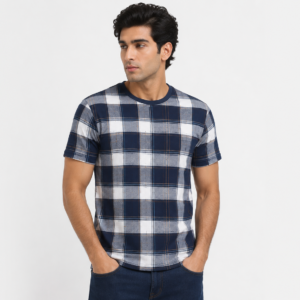 Men’s Checked Polo Neck T-Shirt