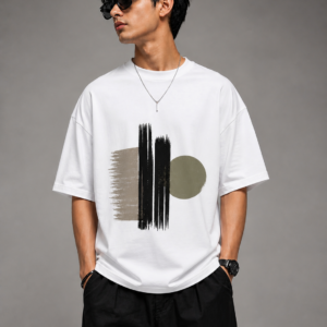 Men’s Stylish Oversized Graphic T-Shirt – Modern Brush Design