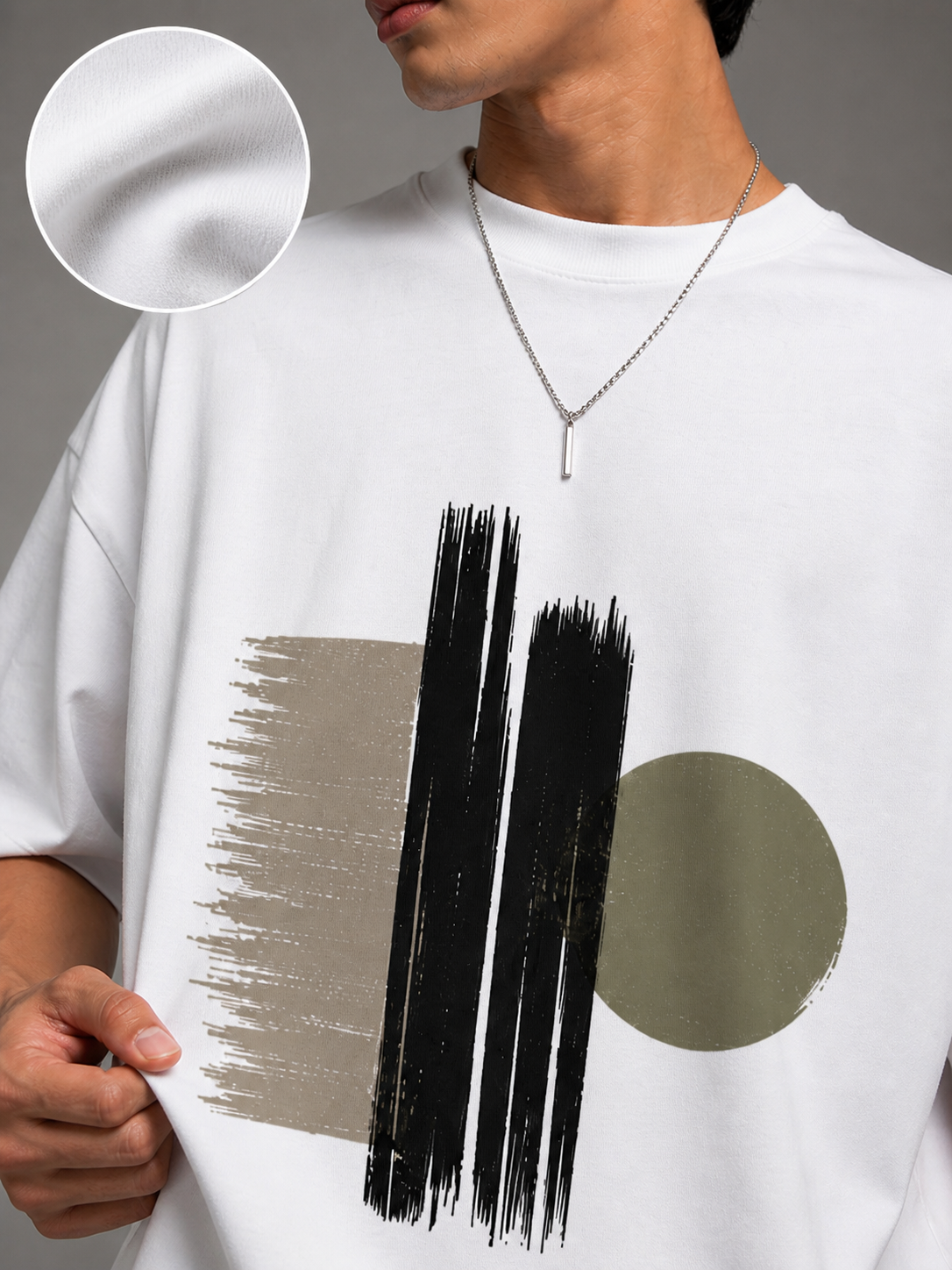 Men’s Stylish Oversized Graphic T-Shirt – Modern Brush Design - Image 2